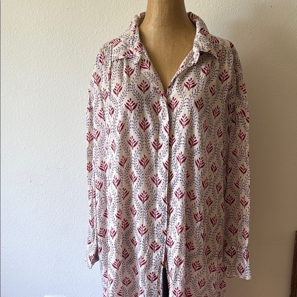 Goa Paris sz M Button-Up cover up shirt dress cotton great condition